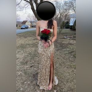 Gold Sequin Prom Dress